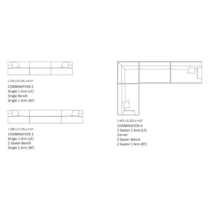 Big Easy Modular Sofa - 2 Seater 1 Arm