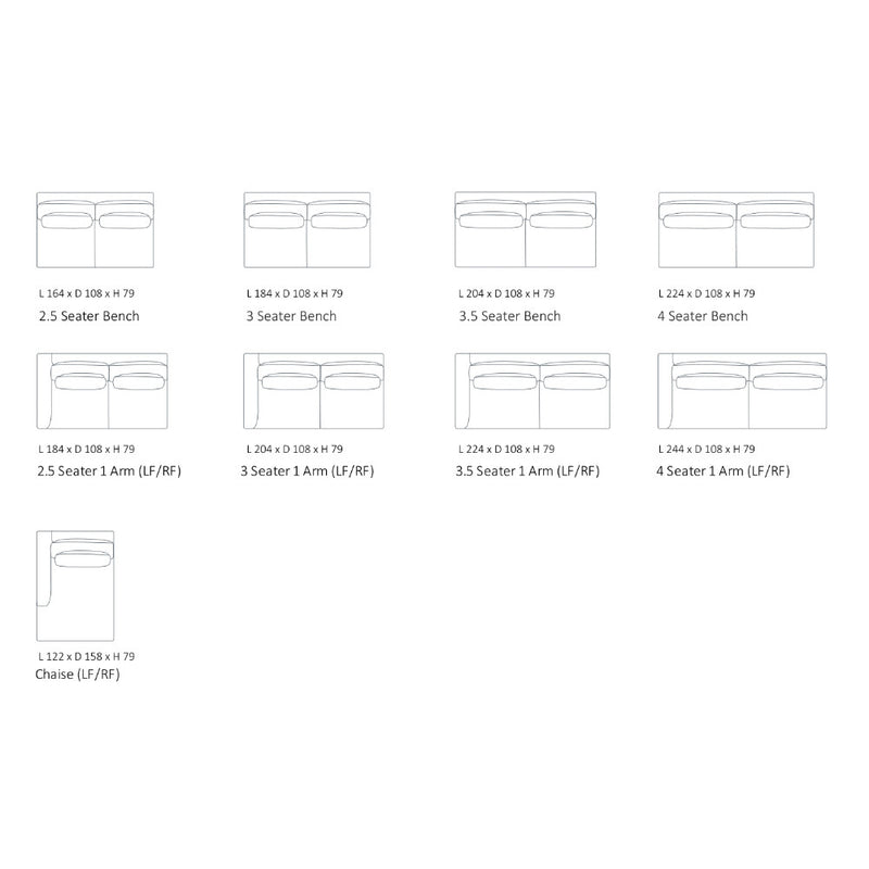 Cypress Modular Sofa - 3 Seater Bench