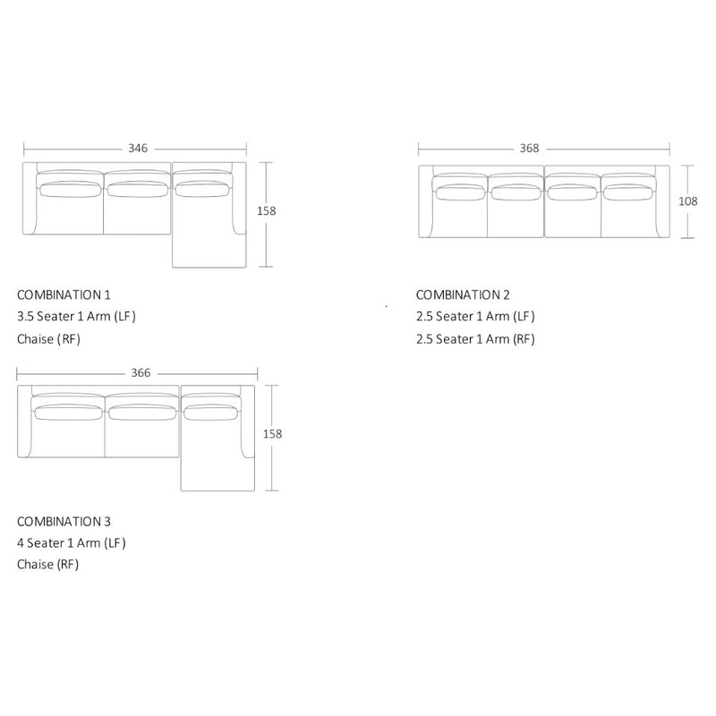 Cypress Modular Sofa - 2.5 Seater 1 Arm