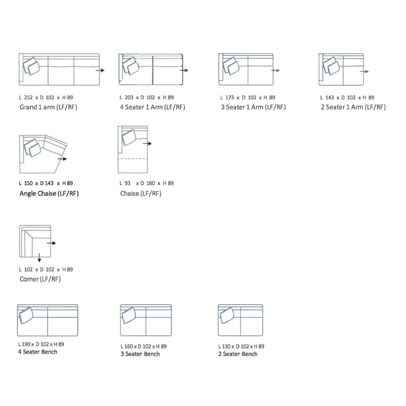 Drifter Modular Sofa - 4 Seater 1 Arm