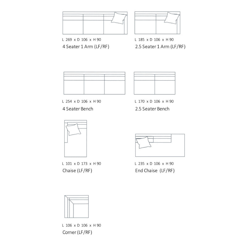 Hudson Modular Sofa - 2.5 Seater 1 Arm