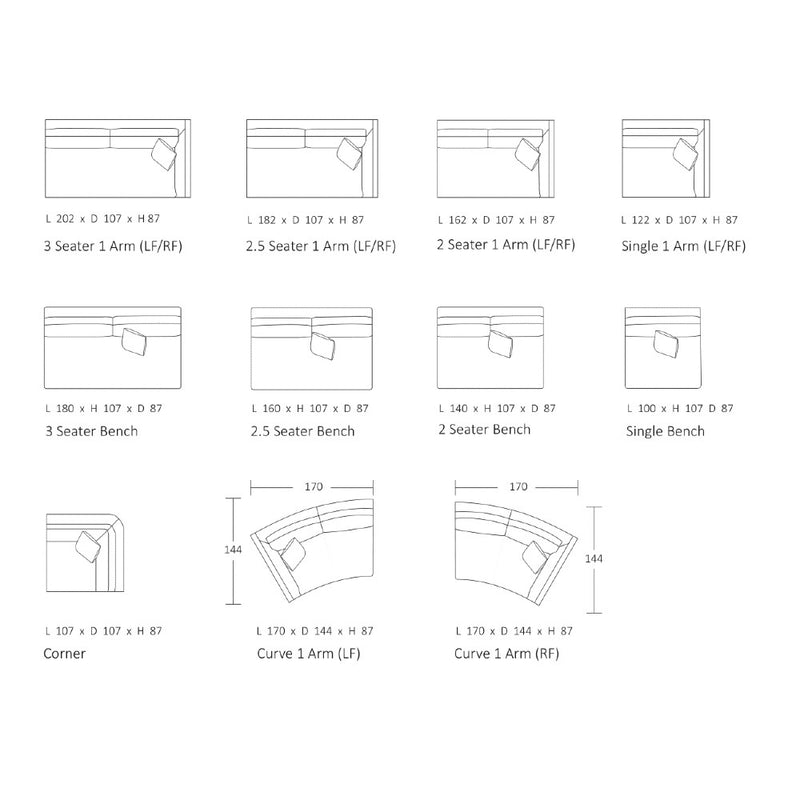 Lunar Modular Sofa - Curve 1 Arm RF