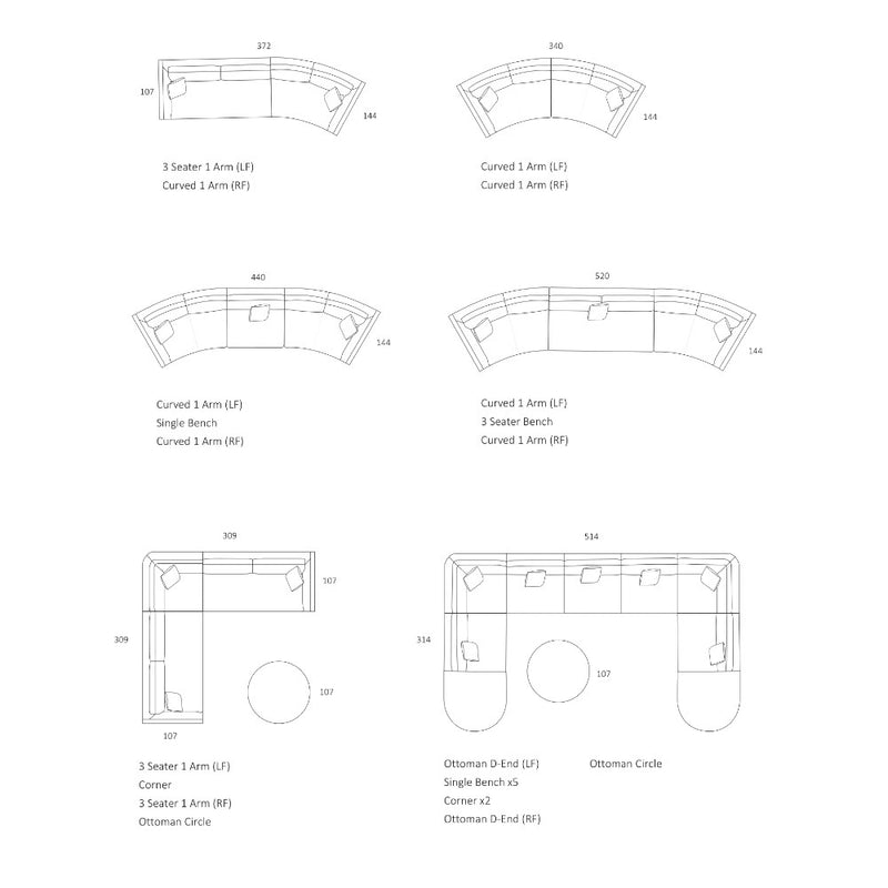 Lunar Modular Sofa - 3 Seater 1 Arm