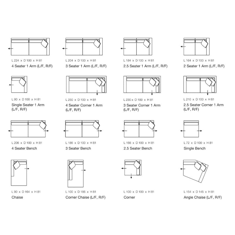 Shona Modular Sofa - Single Bench