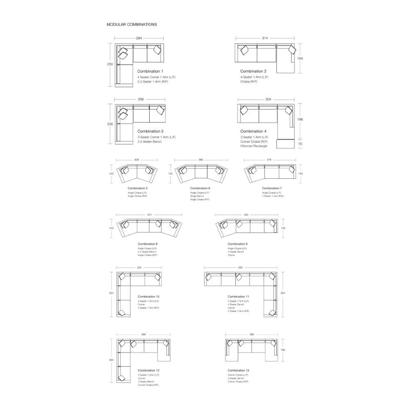 Shona Modular Sofa - 4 Seater Bench