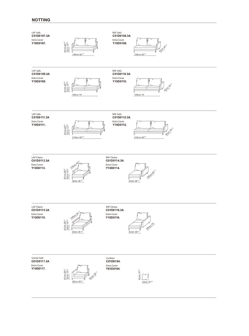 Notting Sofa - Armless Sofa (C01D0102)