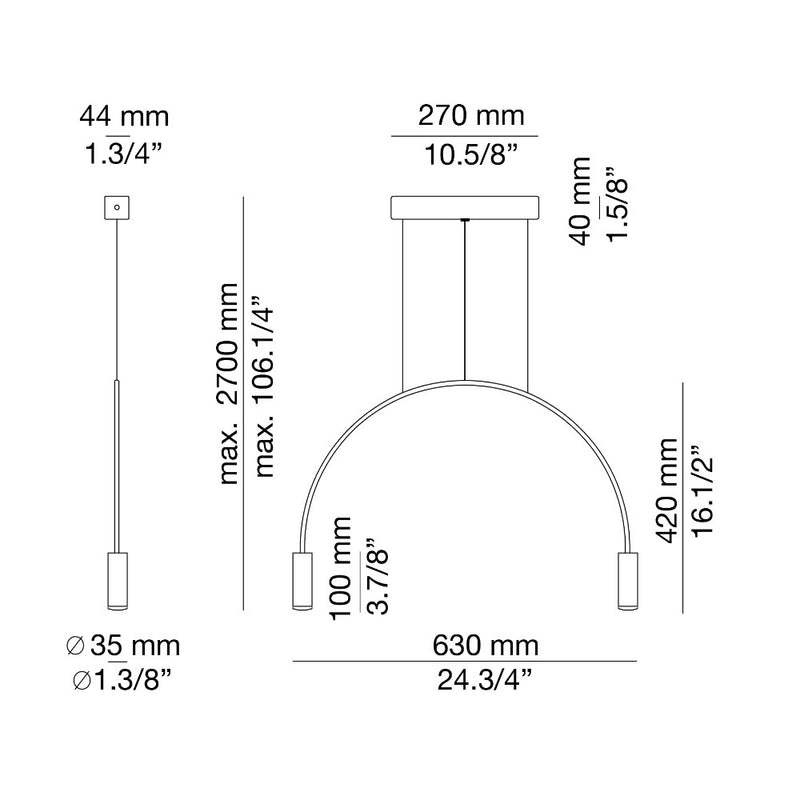 Volta 2-3lt Pendant Light